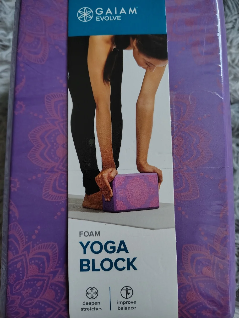 *NWT* Gaiam Evolve Purple Foam Yoga Block Mandala Design - Picture 4 of 4